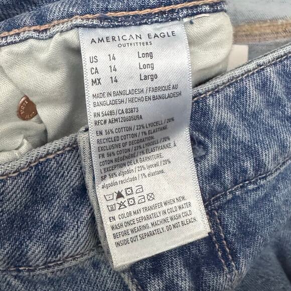 American Eagle High Rise Flare Jeans Women’s 14 Long Blue Stretch Classic NEW - Picture 4 of 5